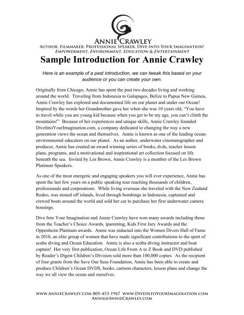 PDF Sample Speaker Introduction Annie Crawley