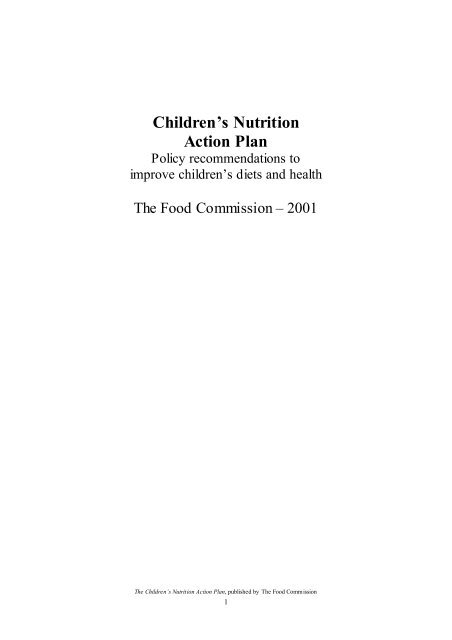 Children's Nutrition Action Plan - The Food Commission