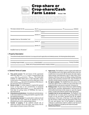 Crop-Share or Crop Share/Cash Farm Lease - Montana State ...