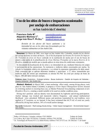 Uso de los sitios de buceo e impactos ocasionados por ... - Eco-Index