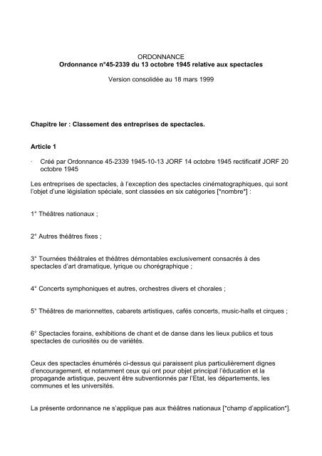 Ordonnance 45-2339 du 13 octobre 1945