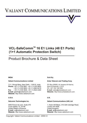 VCL-SafeComm 16 E1 Links (48 E1 Ports ... - Aries Telecom