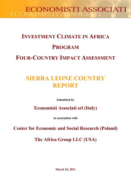 SIERRA LEONE COUNTRY REPORT - Economisti Associati Srl