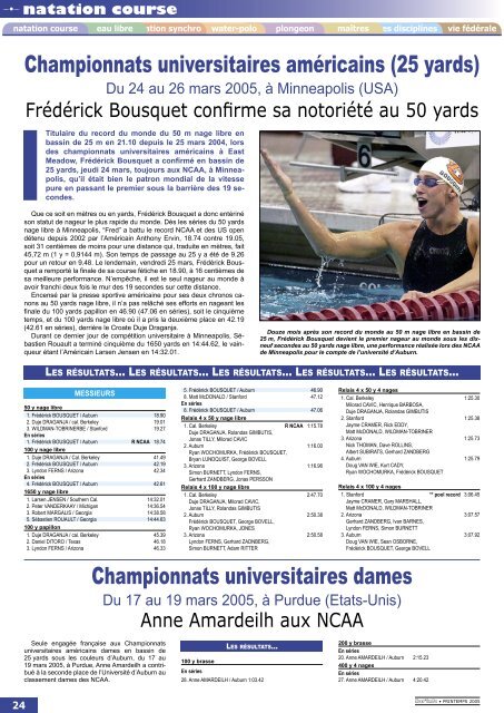 Nat'info Printemps 2005 - FÃ©dÃ©ration FranÃ§aise de Natation