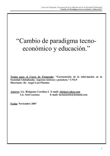 “Cambio de paradigma tecno- económico y educación.” - Emagister