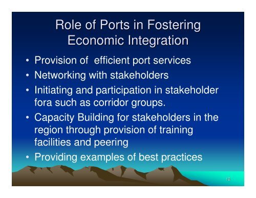 Role of Ports in Regional Integration - PMAESA