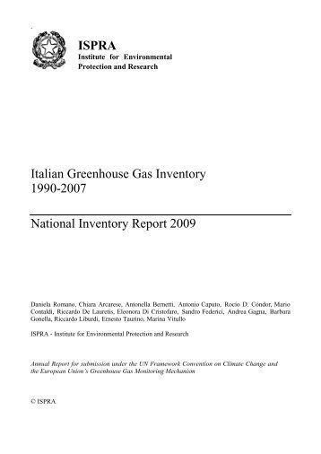 Italian Greenhouse Gas Inventory 1990-2007 National ... - Conurbant