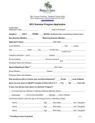 2013 Summer Program Application - Palm-Aire Country Club