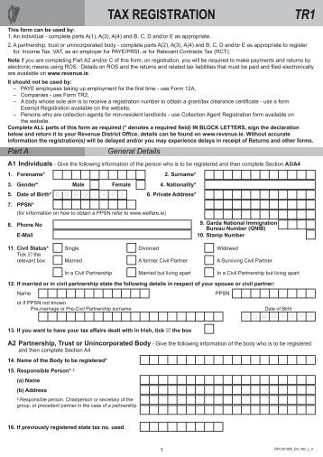 Form TR1 - Tax Registration