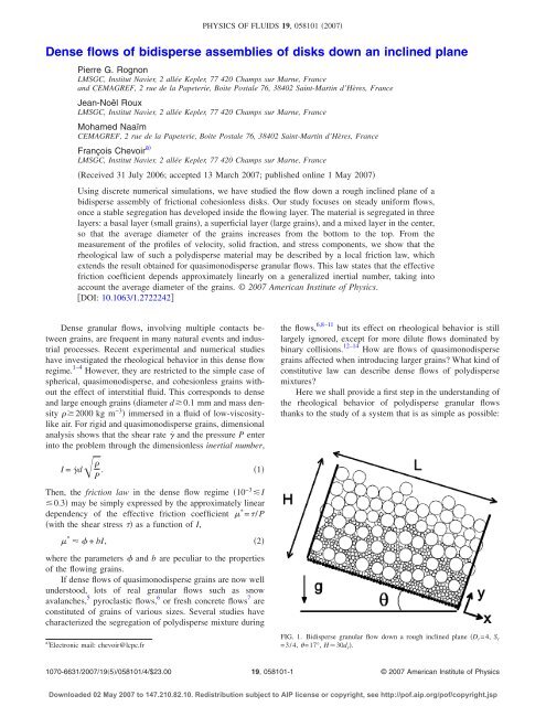 Dense flows of bidisperse assemblies of disks down an inclined plane