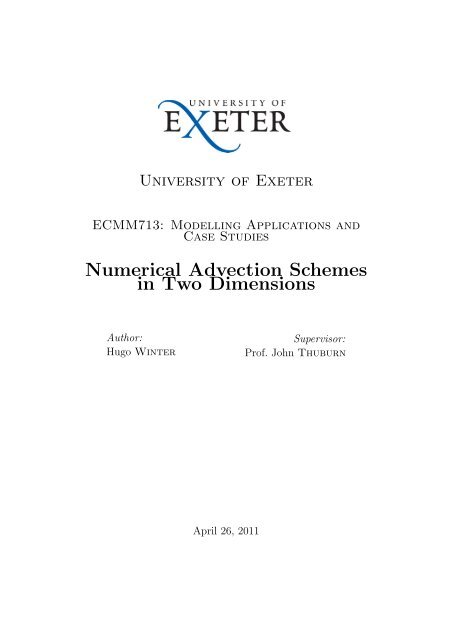 Numerical Advection Schemes in Two Dimensions