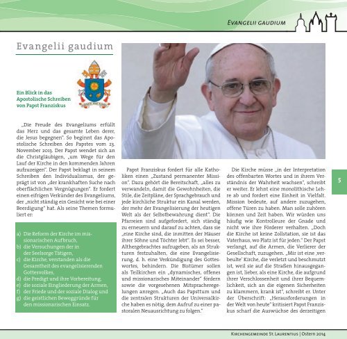 Pfarrbrief St- Laurentius Warendorf Ostern 2014