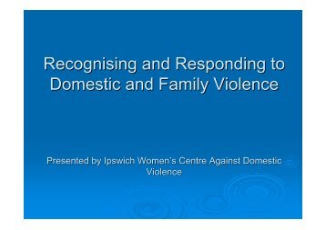 Recognising and Responding to Domestic and Family Violence