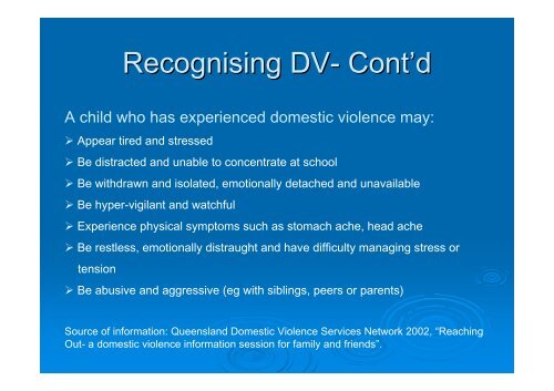 Recognising and Responding to Domestic and Family Violence