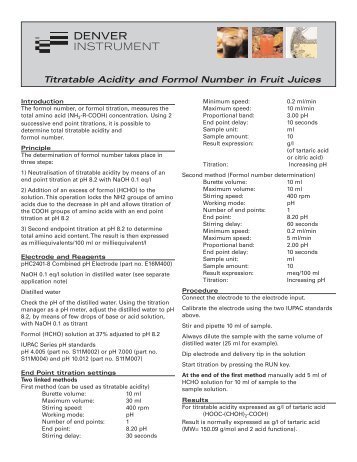 Titratable Acidity and Formol Number in Fruit Juices - Denver ...