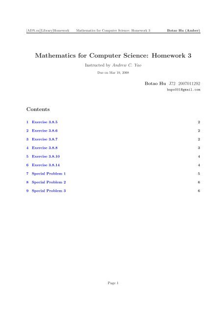 Mathematics for Computer Science: Homework 3 - [ADN.cn] Library ...