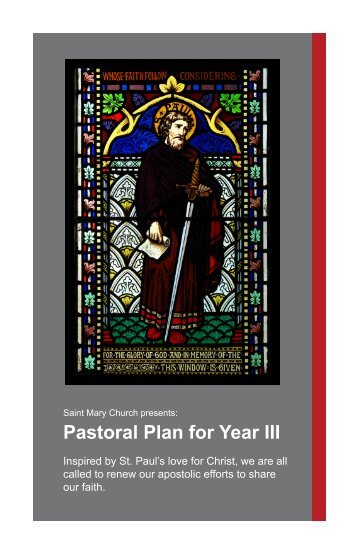 Pastoral Plan for Year III - Saint Mary Parish, Greenwich CT
