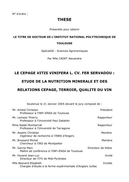 Le cÃ©page VITIS VINIFERA L. CV. FER SERVADOU - Les thÃ¨ses en ...