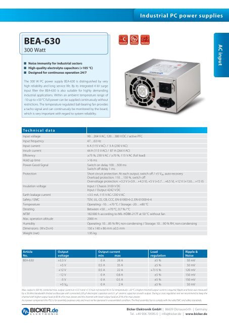 Data Sheet - Bicker Elektronik