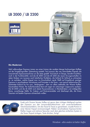 Datenblatt LB 2000 (pdf-Datei) - Wendum - Lavazza Espresso Point