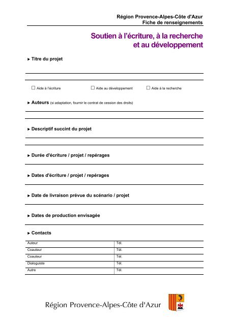 Soutien Ã  l'Ecriture.pdf - Commission du Film du Var