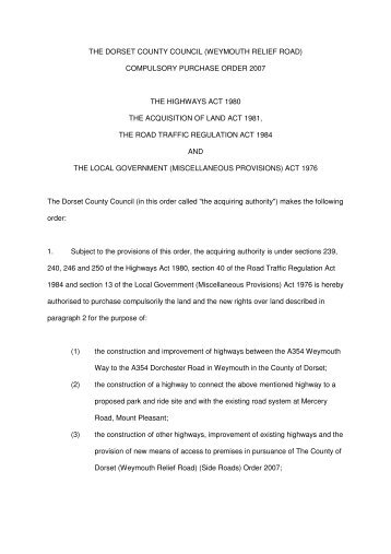 compulsory purchase order 2007 the highways ... - Dorsetforyou.com