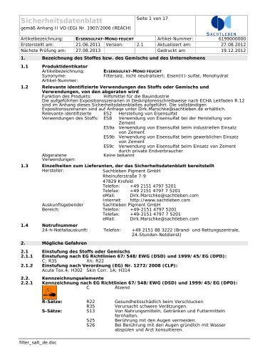 Sicherheitsdatenblatt - Sachtleben Chemie GmbH