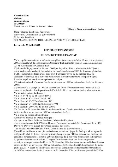 Conseil d'Ãtat statuant au contentieux NÂ° 293410 MentionnÃ© aux ...