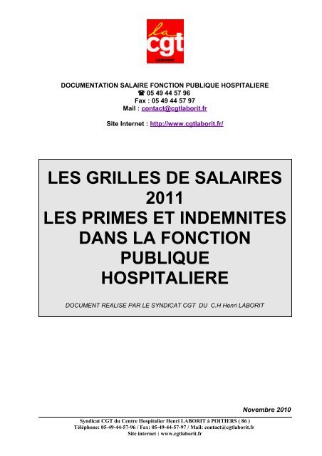 grilles de salaires 2011 - Cgt CHU Clermont-Ferrand