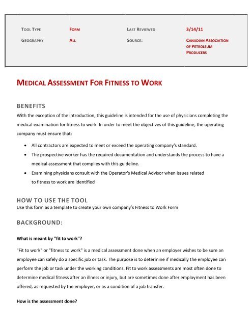Medical Assessment For Fitness To Work Benefits Hrinsider