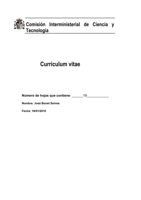 Curriculum vitae - JosÃ© Bonet Solves - UPV