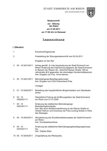 Niederschrift der Ratssitzung vom 31.5.2011 - Emmerich