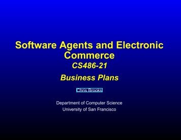 Software Agents and Electronic Commerce - Computer Science ...