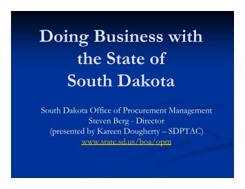 Doing Business with the State of South Dakota