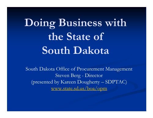 Doing Business with the State of South Dakota