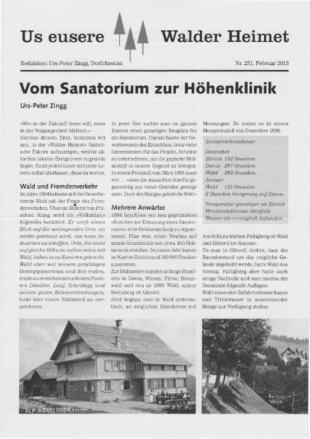 Vom Sanatorium zur Höhenklinik - Sunneland Oberland
