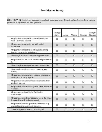 Peer Mentor Survey - Learning Communities