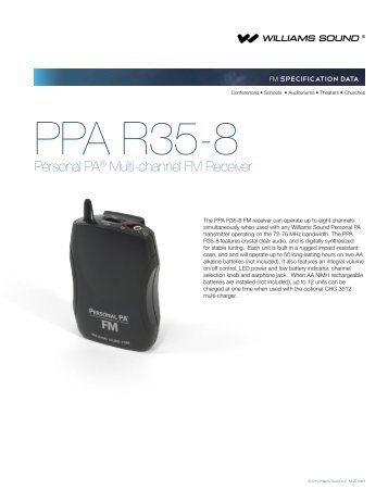 PPA R35-8N Specifications - Williams Sound