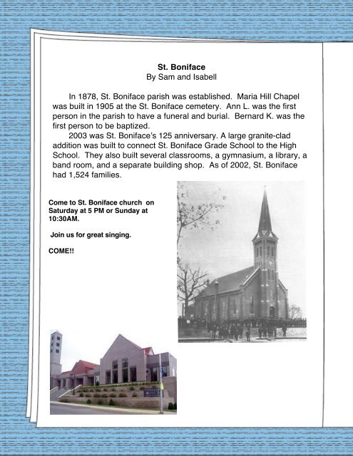 Cold Spring Chronicle Newspaper - St. Boniface Church