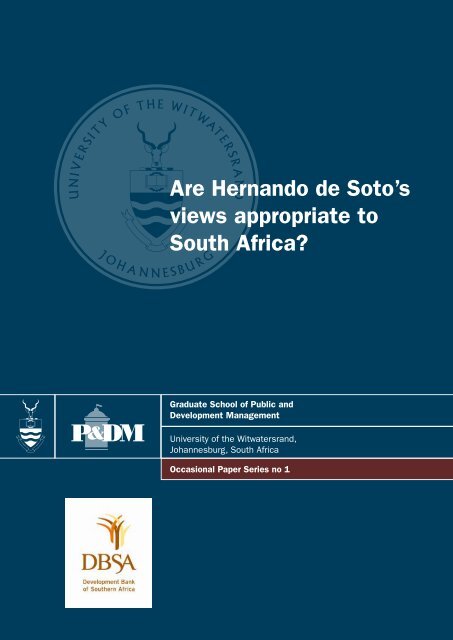 Are Hernando de Soto's views appropriate to South Africa?