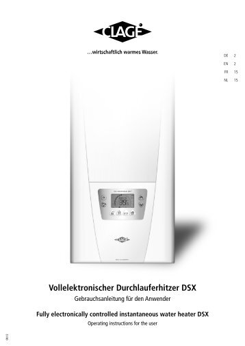 Vollelektronischer Durchlauferhitzer DSX - Clage GmbH