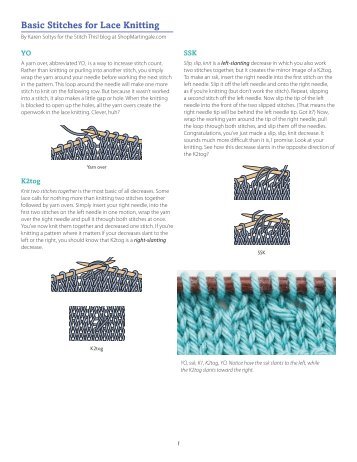 Basic Stitches for Lace Knitting - Stitch This! The Martingale Blog ...