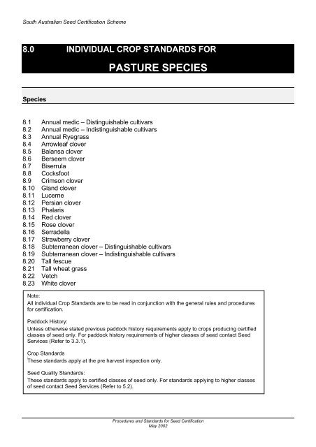 Seed Certification Manual - Rural Solutions SA - SA.Gov.au