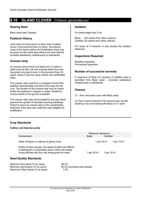 Seed Certification Manual - Rural Solutions SA - SA.Gov.au