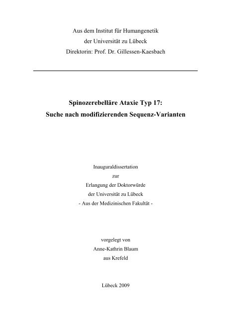 Spinozerebelläre Ataxie Typ 17: Suche nach modifizierenden ...