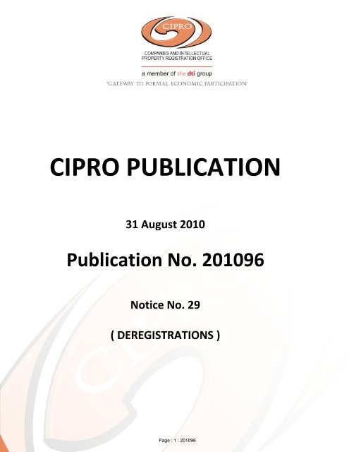 CIPRO PUBLICATION - Cipc