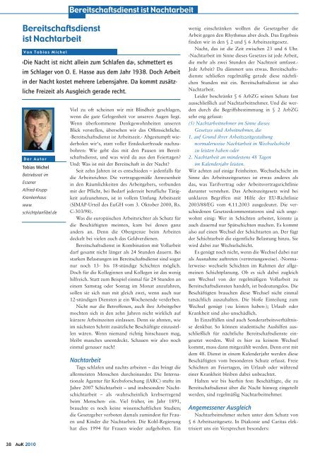Bereitschaftsdienst Ist Nachtarbeit Tobias Michel