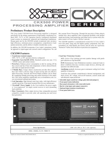 ckx500 power processing amplifier - Crest Audio