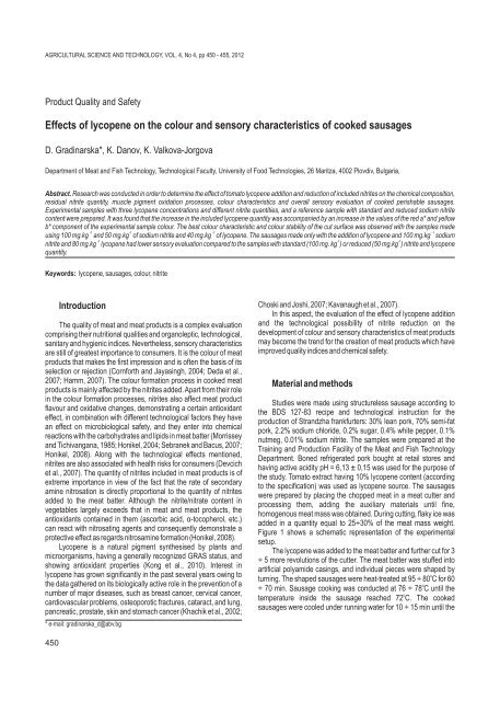 Effects of lycopene on the colour and sensory characteristics of ...