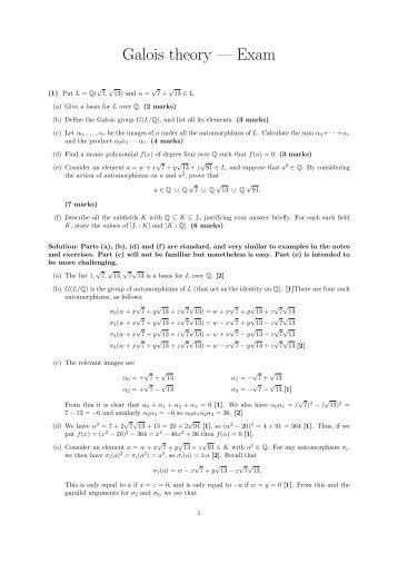 Galois theory â Exam - Neil Strickland